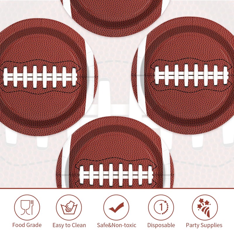 50Pcs Football Paper Plates 10 Inch Large Heavy Duty Sport