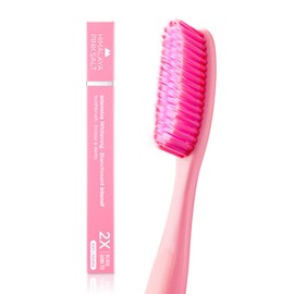 HIMALAYA PINKSALT Intensive Clean Toothbrush - Extra-Large Toothbrushes for Adults, Plaque Remover for Teeth, Tapered Bristles Gentle on Teeth and Gum, Deep Clean Toothbrush