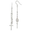 925 Sterling Silver Polished Miraculous Medal & Cross Hook Earrings