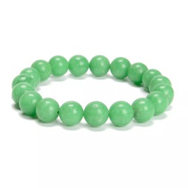 Unbranded Green Jadeite Jade Smooth Round Beads Bracelet 6mm 8mm 10mm 7.5''Length 3PCS/Set - 8mm