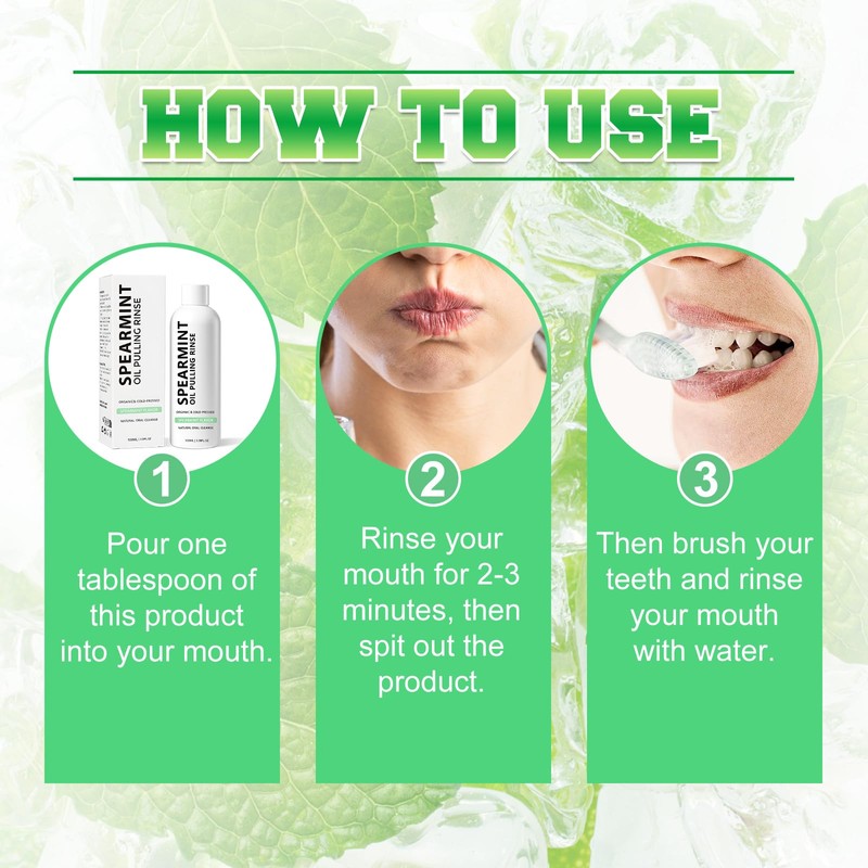 Spearmint Oil Pulling Rinse, Cold-Pressed Coconut Oil for Teeth, Mint