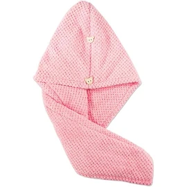 Women's Coral Fleece Thickened Shower Cap, Anti-frizz and Super Absorbent Hair Towel, Hair Towel for Wet Hair, Super Soft Double Thick Dry Hair Cap (Pink, One Size)