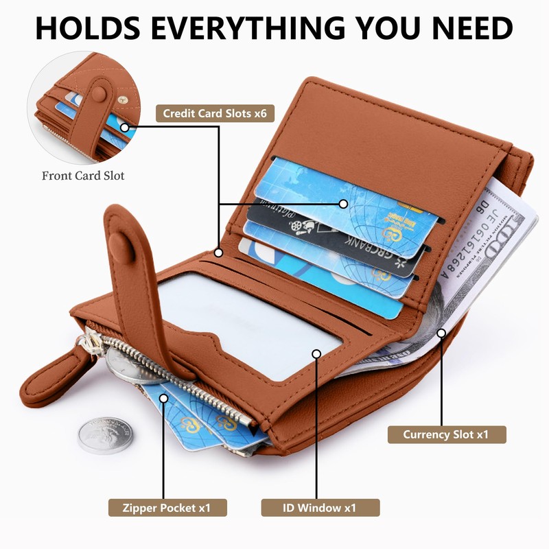 Linpr Small Wallet Women, Bifold RFID Blocking Card Holder for
