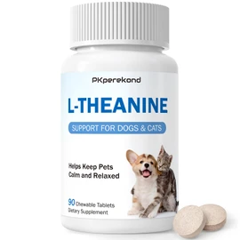L-Theanine Supplement for Dogs and Cats, 90 Chewable Tablets, Helps Keep Pets Calm & Relaxed