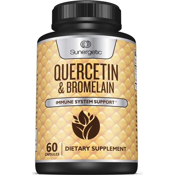 Premium Quercetin & Bromelain Supplement – Powerful Quercetin Bromelain Complex to Help Support Immune System & Seasonal Support – Quercetin 1000mg Per Serving – 60 Capsules
