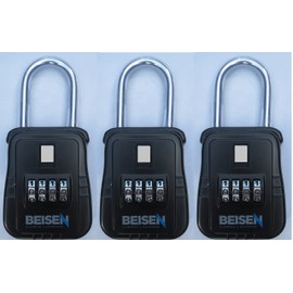 Beisen Hardware Key Safe Realtor Lock Box with Set-Your-Own Combination Lock, (3 Pack)