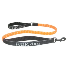 ROK DOG PREMIUM REFLECTIVE NO JOLT SAFETY STRETCH LEAD (SAFETY ORANGE HI VIZ REFLECTIVE WITH BLACK)