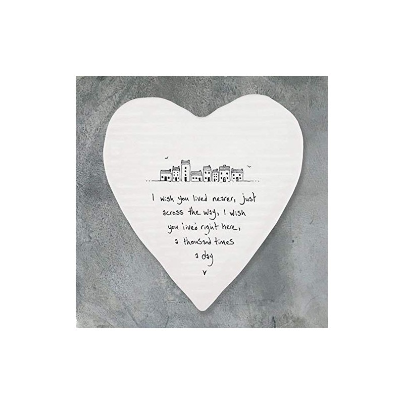 East of India Porcelein Heart Coaster 'I wish you lived
