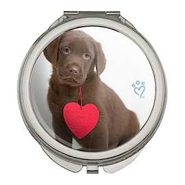 GRAPHICS & MORE Puppy with Paper Heart Compact Travel Purse Handbag Makeup Mirror