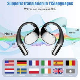 OBEST AI Translator Headphones, Bluetooth 5.4 Voice Translator Headphones with App, Real Time Translation Earphones, 115 Languages, HiFi Sound, Simultaneous Translation Device for Travel, Business and