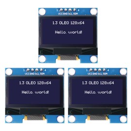 APKLVSR 3 x 1.3 Inch OLED Display I2C 128 x 64 Pixel I2C Screen Display Module, OLED Display Module for Arduino (White Sign)