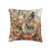 Floral Van Gogh Style Hibiscus Flower Chipmunk Throw Pillow