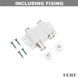 TERF® Push to Open Door Catch White Double Magnetic Pressure Touch Release Catches Latch for Open and Close The Door with a Single Push including Fixing Screw - Pack of 4