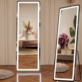 Not Available Floor Mirror with LED Light, 64" x 21" Full Length Mirror with Stand, Hanging