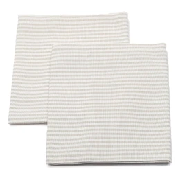 LinenMe Set mit 2 Geschirrtücher Halbleinen 47x70 cm Jazz - Küchentücher & Handtücher Natürlich 53% Leinen, 47% Baumwolle mit Aufhänger in Beige gestreift, Hergestellt in Litauen