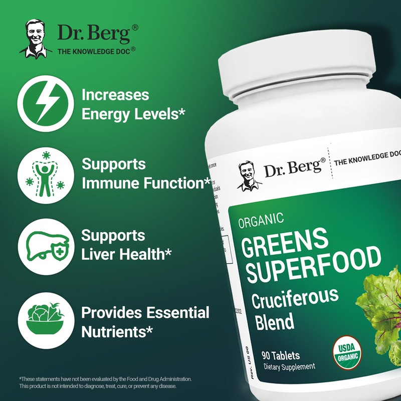 Dr. Berg's Greens Superfood Cruciferous Vegetable Tablets - Vegetable Supplements