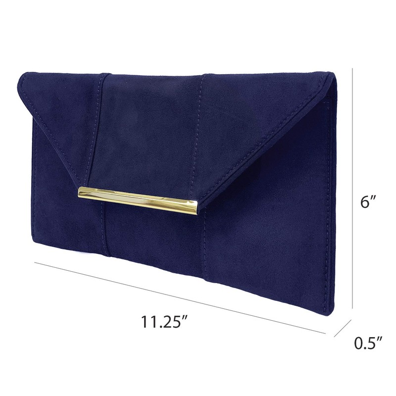 JNB Faux Microsuede Envelope Clutch, Navy