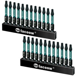 Facoow T25 Torx Bit Set, 24 Pack Torx Bits Set with Magnetic Tips, Star Bits Set S2 Alloy Steel, 2" Long Impact Torque Bit Set