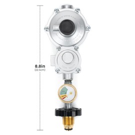 Stanbroil Horizontal Two Stage Propane Regulator with Gauge, Standard 3/8 Female NPT and P.O.L Tank Connection, Great for Gas Grill, RV, Propane Heater