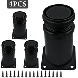 Seimneire 4Pcs 2.5 Inch / 60mm Adjustable Furniture Legs Stainless Steel Feet, Heavy Duty Table Legs Metal Sofa Legs, Black Desk Legs Dresser Feet for Chair Couch Cabinet (2 Inch Dia Round)