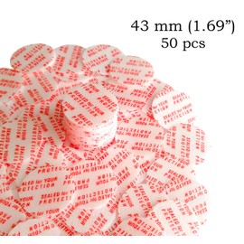 Pressure Sensitive Torque Activated Seals Cap Liners - 43 mm (1.69") -50 PCS -Made in USA- for Glass & Plastic Bottles & Containers - No Induction Sealer Needed