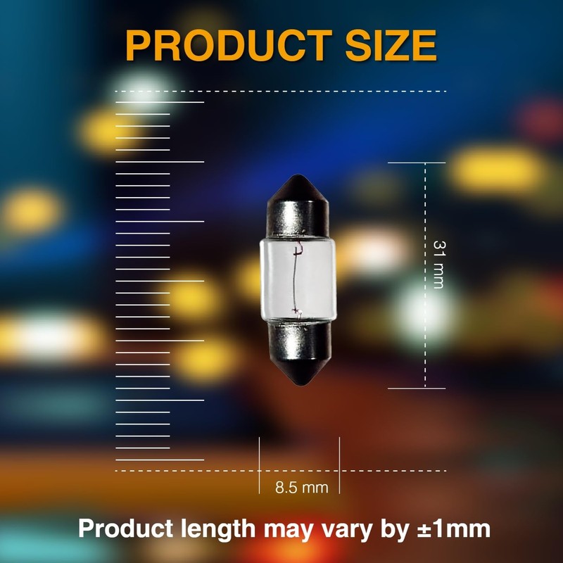 Rafeal Auto 24V 10W 10 Pack Sv8.5-8 T3.25 Halogen Festoon