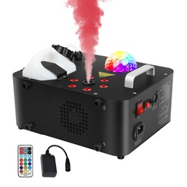 ENDYSHOW Fog Machine,1000W DJ Smoke Machine Maker with Disco Ball & 6 RGB LED Lights Produce 30000 CFM Smoke Vertically or Horizontally by Remote Control for DJ Party Wedding Stage Show Lighting