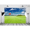 CORFOTO 7x5ft Fabric Golf Course Backdrop Photography Golf Flag Green
