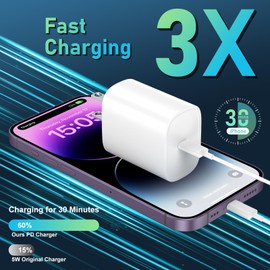 Phone 14 13 12 11 Fast Charger,3FT Long Fast Charging Lightning Cable with 20W USB C Charger Block for Phone 14/14 Pro Max/13/13 Pro Max/12/12 Pro Max/11/11Pro/XS/Max/XR/X,Pad,White