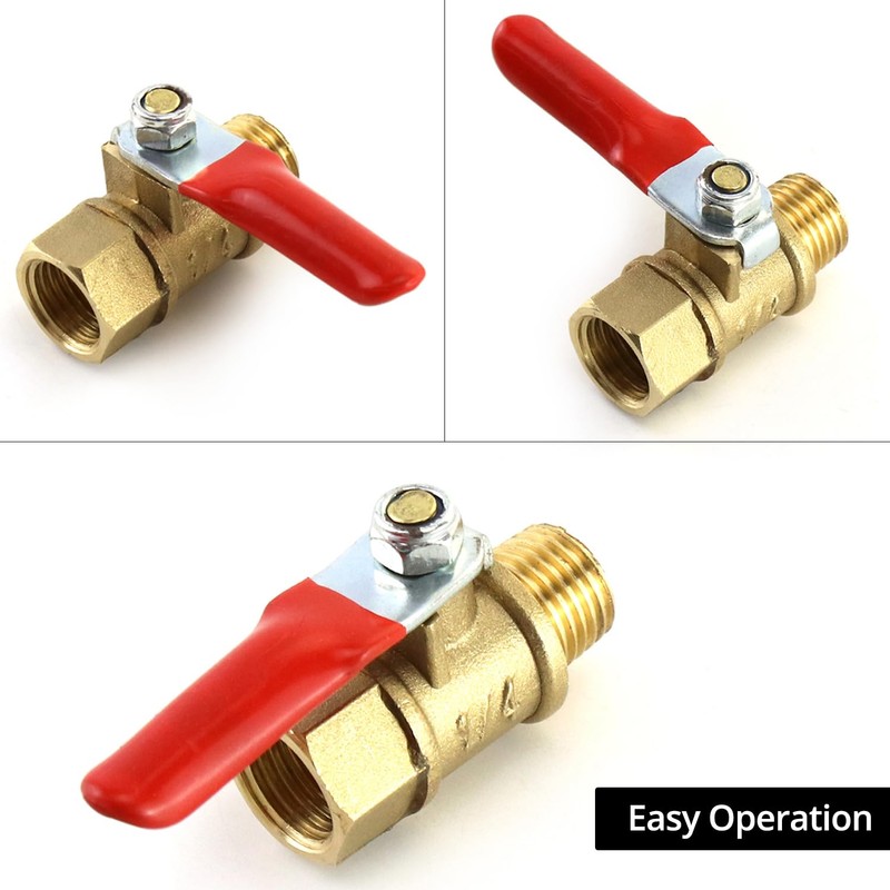 QWORK Ball Valve 10 Pack, 1/4" Heavy Duty Brass Ball