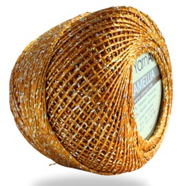 Yarnart Camellia - Hilo fino metálico brillante – 70% poliéster, 30% metálico, 192 m, 20 g, hilo de ganchillo, encaje, bordado, fabricación de joyas y hilo decorativo para manualidades, gancho de 1,25