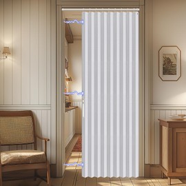 AJAZZ 100% Blackout Accordion Doors Interior Magnetic Door Curtain Closet Door Curtain Invisible Applicable Bedroom Room Living Room Doorway （White 42" W x 78" L 1 Panel
