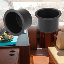 X AUTOHAUX 2pcs Aluminum Alloy Bottle Cup Drink Holder Insert Replacement Black for Marine Boats RVs