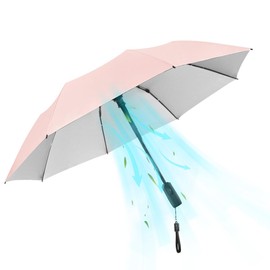 WOOLALA UV Sun & Rain Umbrella with Built-in Cooling Fan, Portable Foldable Design, UPF 50+ Protection, USB Rechargeable for Sports Games, Theme Parks on Hot Days