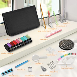 KEYHOT Mini Sewing Kit Basic - 87 Pcs Home Sewing Starter Kit - Sewing Supplies Kit Accessories for Adults Beginner Travel Including Sewing Needles Thread Scissors Measure Etc（Black）