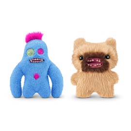 Fuggler Hairy Fuggs 9-inch Series 1 by ZURU, Funny Ugly Monster Plush Toy, 2PK(Sasquoosh - Tuft - Blue and Screech - Beard - Blonde)