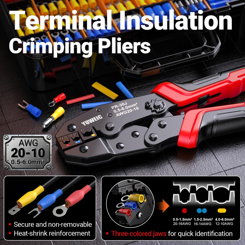 Crimping Tool For Heat Shrink Connectors Kit AWG 22-10/600pcs Connectors