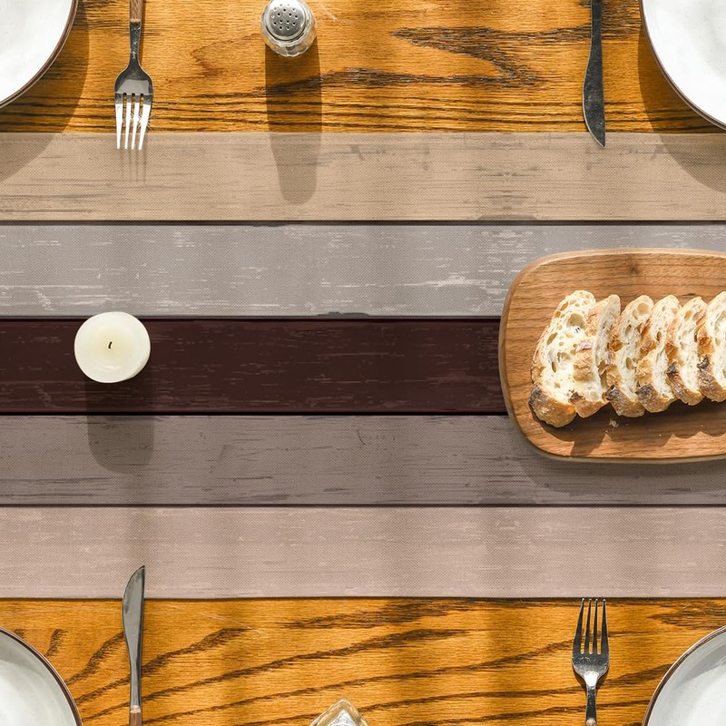 Artoid Mode Brown Retro Rustic Wood Texture Table Runner, Seasonal
