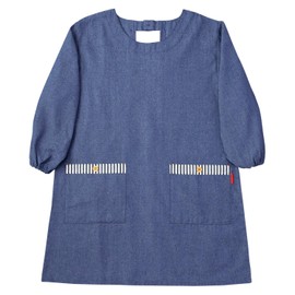 Como Life Apron Wrinkle Resistant Size/M - L Loose Apron with Sleeves Nursery School Teacher Kitchen Denim Kappo