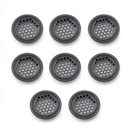 WJUAN 8 Pcs Circular Plane Ventilation Mesh Hole 35 mm Stainless Steel Air Vents, Round Vent Hole for Ventilation of Kitchen, Bathroom, Cupboard, Bookshelf and Wardrobe (Black)