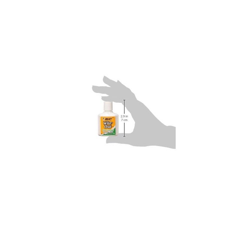 BIC Wite-Out Extra Coverage Correction Fluid, 0.7 ounces Bottle, White,(WOFEC12WE)