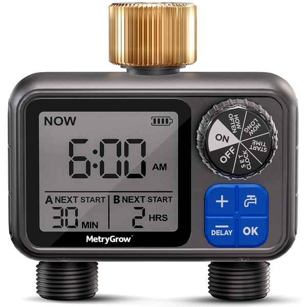 Sprinkler Timer, Programmable Irrigation Water Timer with 2 Brass Inlet