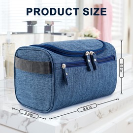 PNEUICALLY Hanging Toiletry Bag for Women and Men Traveling Makeup Large Capacity Cosmetics Portable Dopp Kit Storage Organizer Bag with Hanging Hook for Toiletries Brushes (Frosted Navy)