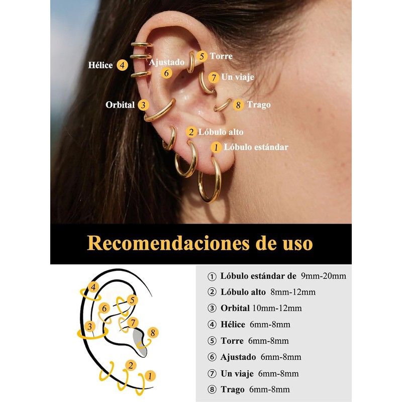 Arracadas Huggie de Mujer en Plata – Acero Inoxidable U7