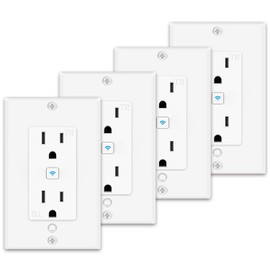 Smart Outlet,Lumary Smart Outlet in Wall Works with Alexa & Google Assistant,15 Amp No Hub Required,ETL & FCC Certified (4 Packs)
