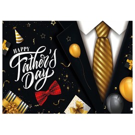 YYNXSY Happy Father's Day Photography Backdrop Black Tuxedo Black Suit Blue Stripes Tie White Shirts Father's Day Background Dad Grandpa Birthday Party Decoration Photo Studio Prop10X10FT YY-9504