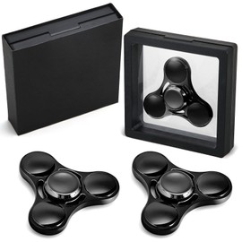 SCIONE Metal Fidget Spinner - High-Speed Hand Spinner for Kids Fidget Toy Adults - Anxiety & Stress Relief Sensory Toy with Removable Bearing Caps - Perfect for Office, Classroom & Party (Black)