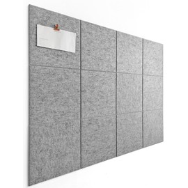Large Cork Board Alternative - 12-Pack Felt Wall Tiles with Safe Removable Adhesive Tabs, Cork Wall Tiles Bulletin Board Home Office Essentials - Gray Marble