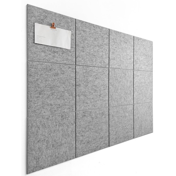 Large Cork Board Alternative - 12-Pack Felt Wall Tiles with