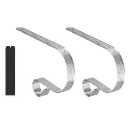 PATIKIL Christmas Stocking Holders, 2pcs Stocking Holder Stand Anti-Slip Metal Hooks Multi-use Adjustable Patterned for Fireplace Indoor Christmas Decorations, Silver